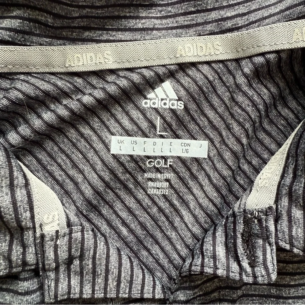 Adidas Golf Men's Feeder Stripe Polo Golf Shirt Black Striped Polo Shirt Lg NWOT